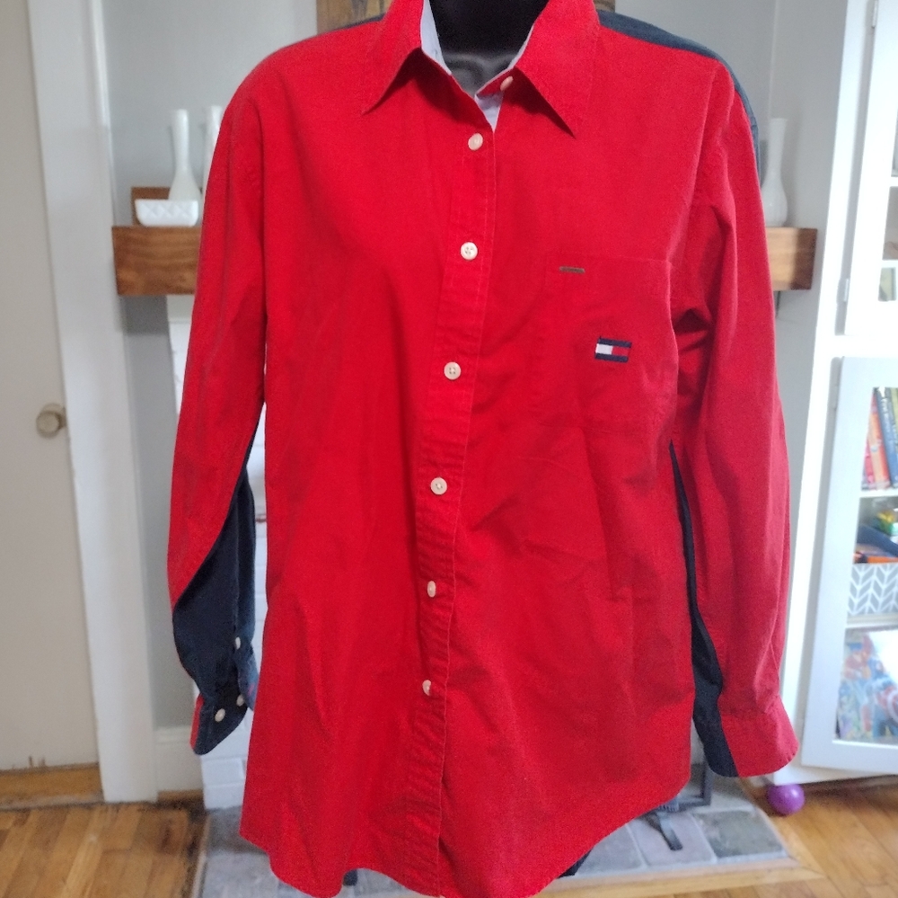 90s Tommy Hilfiger Color Block Button Down - image 2